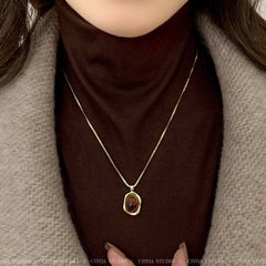 Collar de suéter dorado apilado con ámbar, cadena de suéter para niñas 