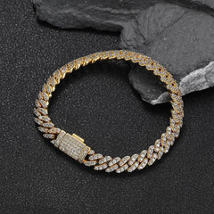 Pulsera de hip hop con cadena cubana de diamantes de una sola fila de 8 mm para hombre, pulsera de circonita 