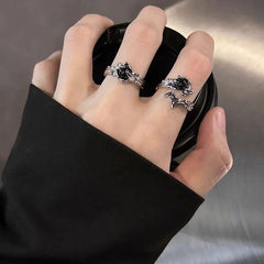 Anillo de espinas de viento oscuro para mujer, anillo abierto de moda para hombre 