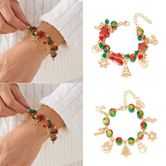 Christmas Ornaments Cartoon Christmas Tree Santa Claus Snowflake Pendant Bracelet