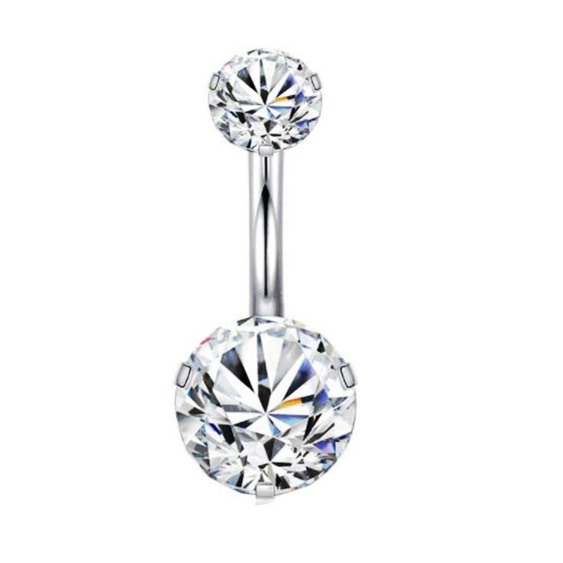 Piercing de acero inoxidable para el cuerpo, con circonitas, para el ombligo