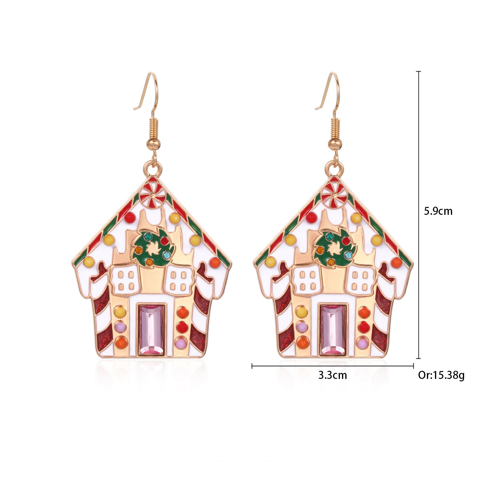 3 pares por modelo Lindos pendientes colgantes de aleación de zinc con forma de campana y corona de árbol de Navidad 