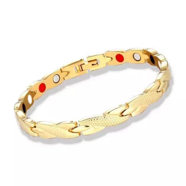 Pulsera magnética extraíble para hombre, pulsera de acero inoxidable, pulsera de energía hexagonal 