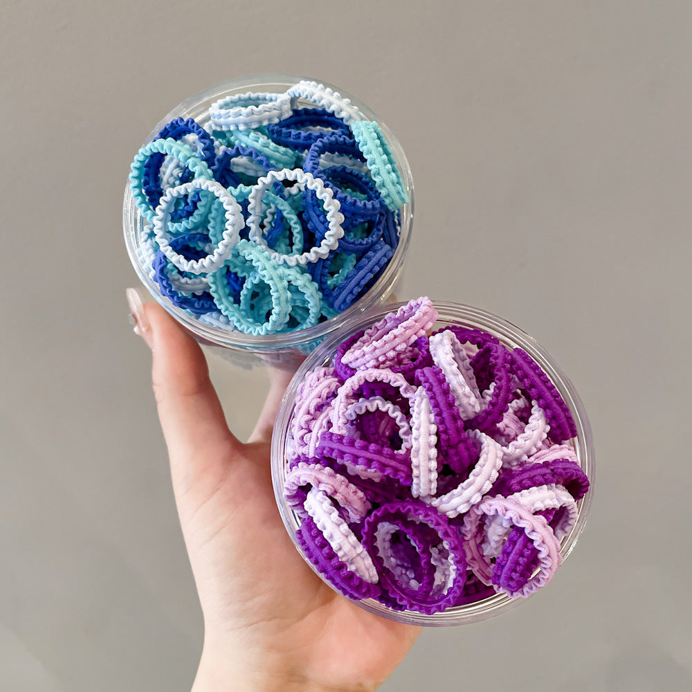 Banda de goma para niños, banda de goma de encaje enlatado de colores, cinta para el cabello elástica alta para niñas 