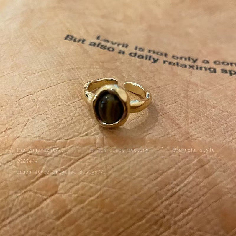 Anillo de ojo de tigre para el dedo índice 