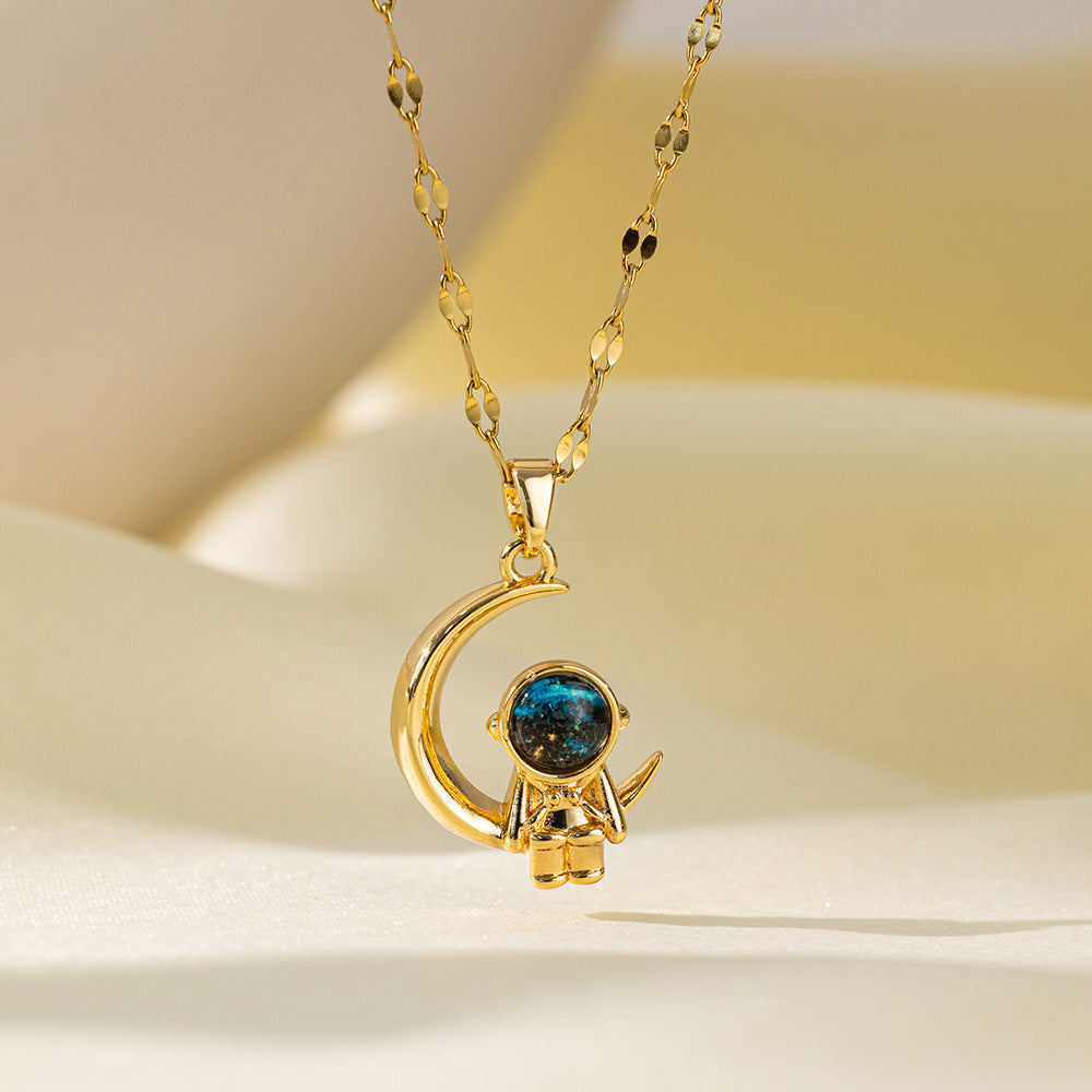 Wholesale Jewelry Sweet Simple Style Star Heart Shape Bow Knot Titanium Steel Zircon Plating Inlay Pendant Necklace