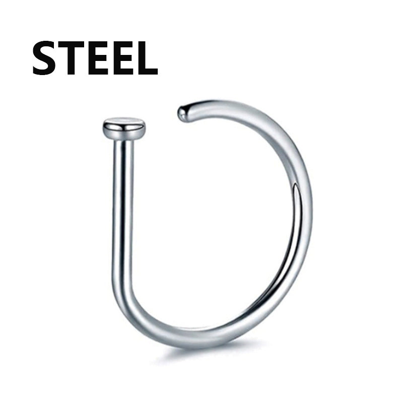 Anillo nasal falso perforado de acero inoxidable 