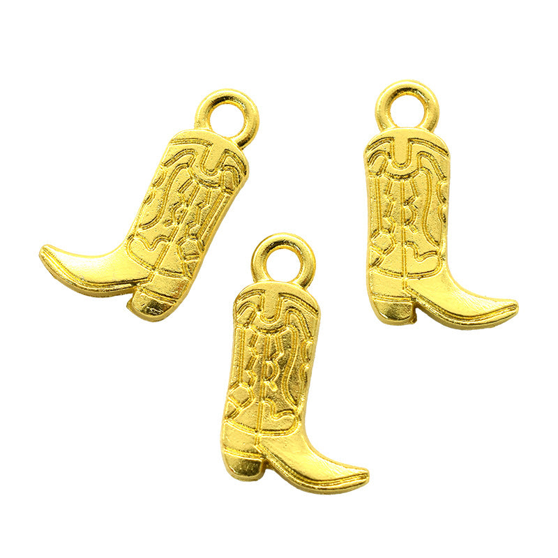 Accesorios de aleación para hacer tú mismo: colgantes de zapatos, sombreros y caballos de mezclilla estilo western 
