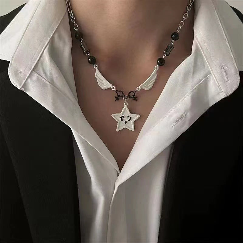 Collar de cadena cubana para hombre con circonitas cruzadas de acero y titanio 