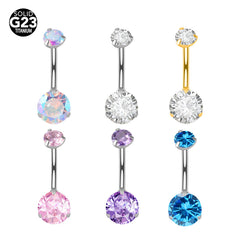 Titanium alloy 6-14mm double-headed zircon umbilical ring