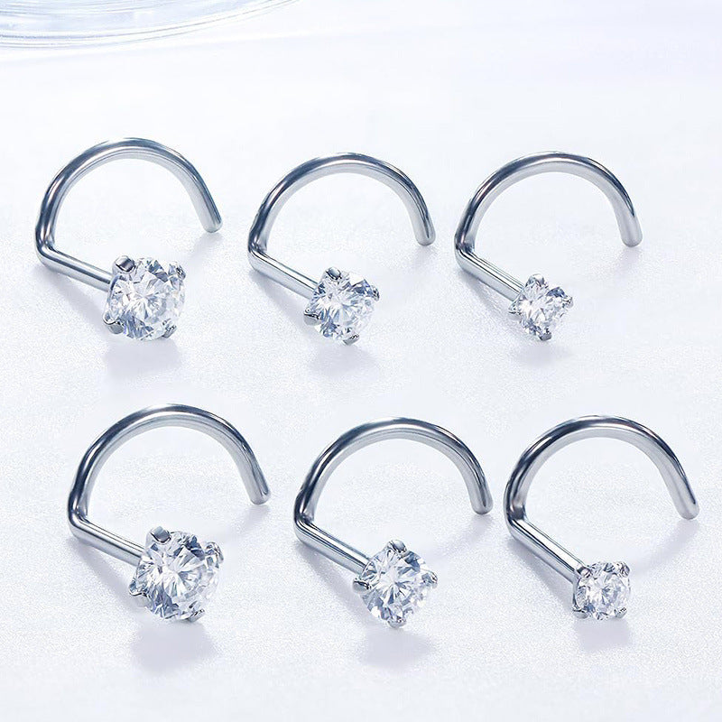 Clavo nasal recto en forma de L, clavo nasal de acero inoxidable, accesorios para piercing nasal para hombres y mujeres (100 unidades) 