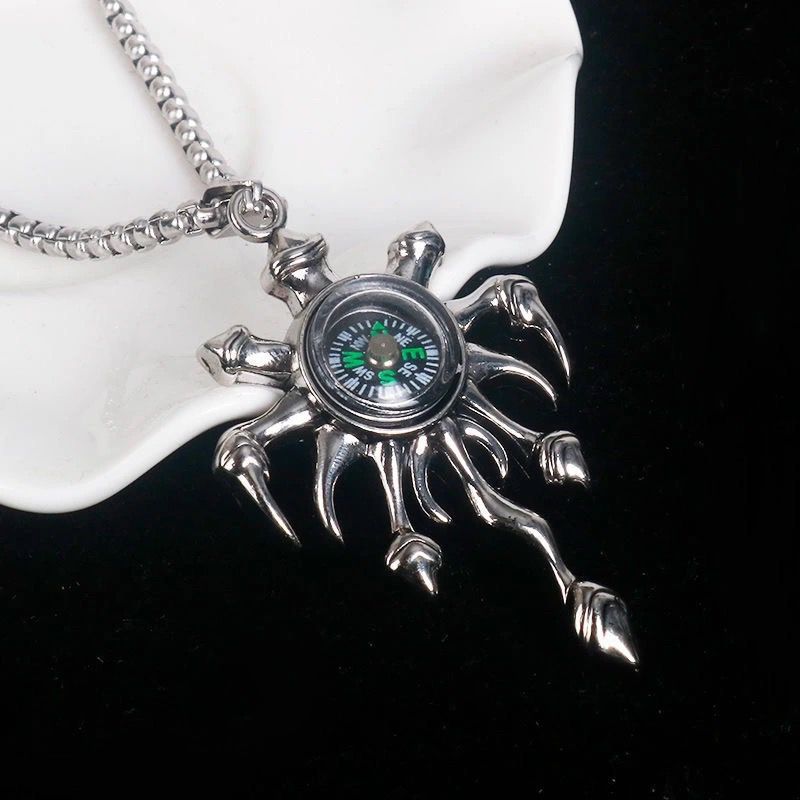 Collar de acero de titanio con colgante de hip hop para hombre 