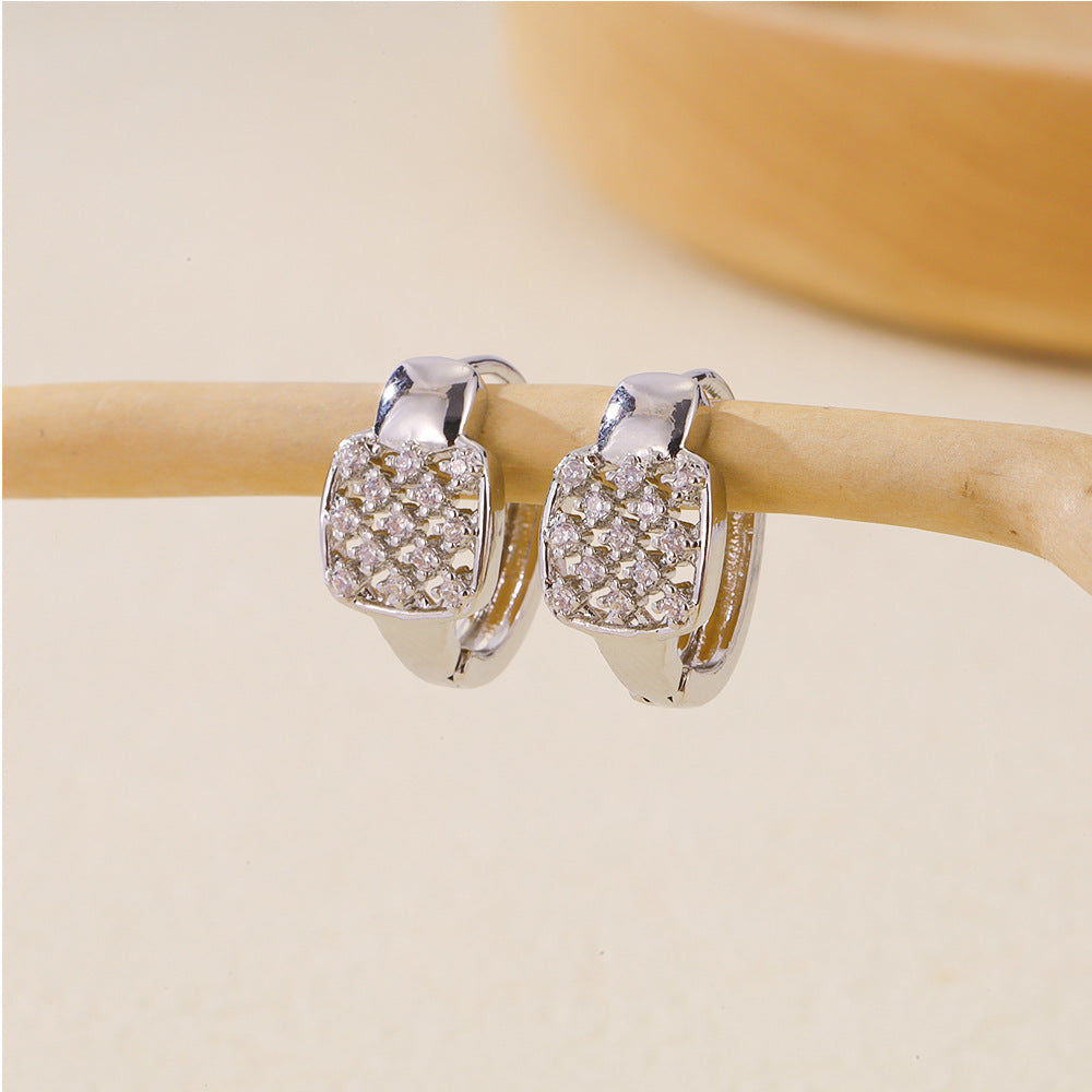 1 Pair Basic Simple Style Geometric Inlay Copper Zircon Earrings