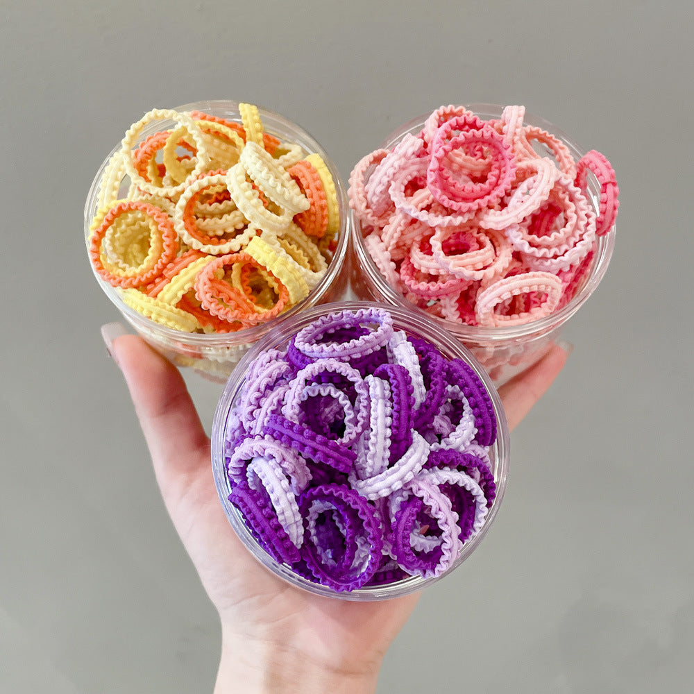 Banda de goma para niños, banda de goma de encaje enlatado de colores, cinta para el cabello elástica alta para niñas 