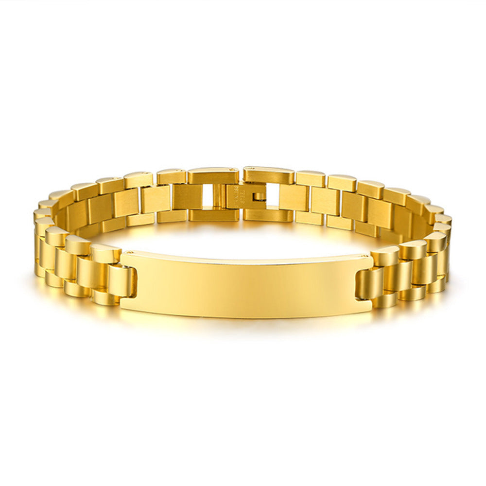 Correa de acero de titanio, pulsera de acero inoxidable de 15 mm, cadena de reloj para hombre, joyería ajustable 