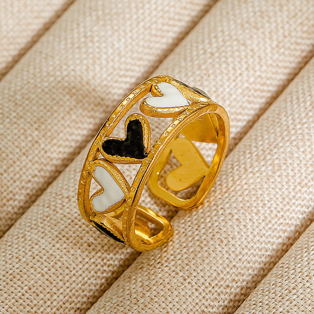 Wholesale Jewelry Geometric 304 Stainless Steel Natural Stone Open Ring (Minimum purchase 10 pcs)