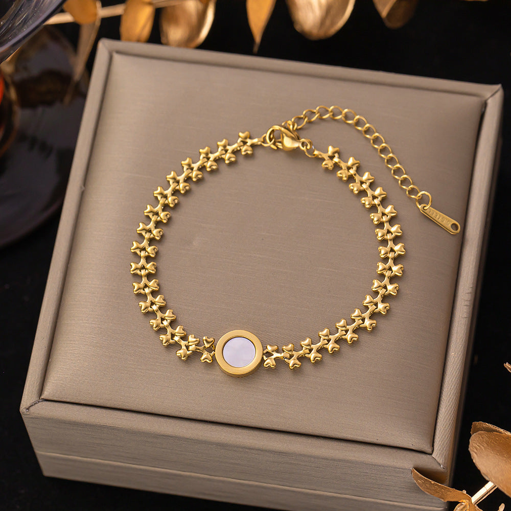 Pulsera de acero de titanio para mujer, pulsera sencilla, joyería 