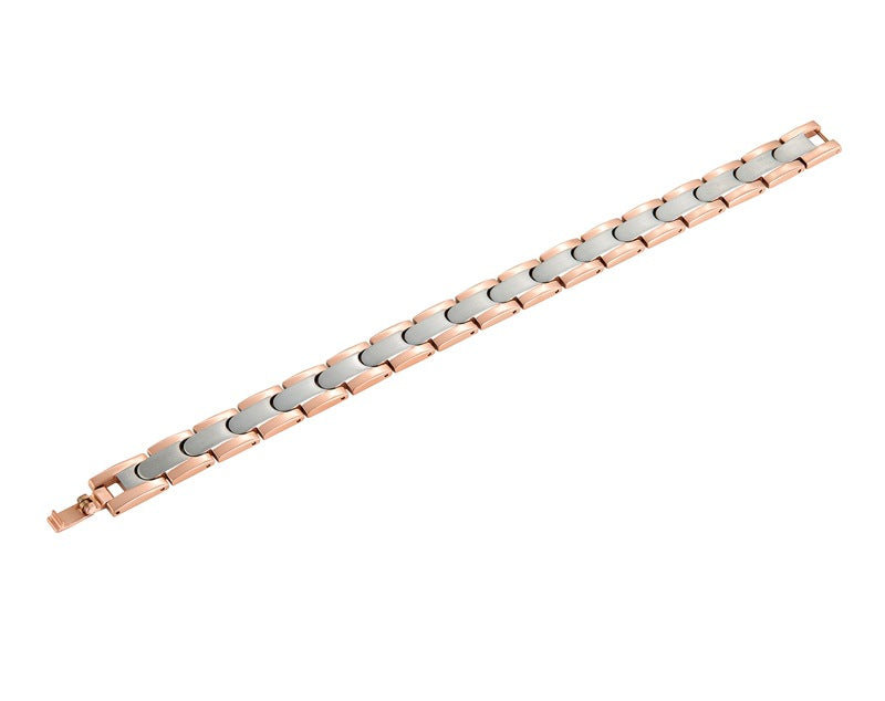Pulsera de acero inoxidable con forma de bala de oro rosa para hombre, joyería de acero y titanio. 
