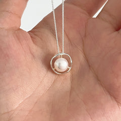 Irregular freshwater pearl pendant  925 sterling silver necklace