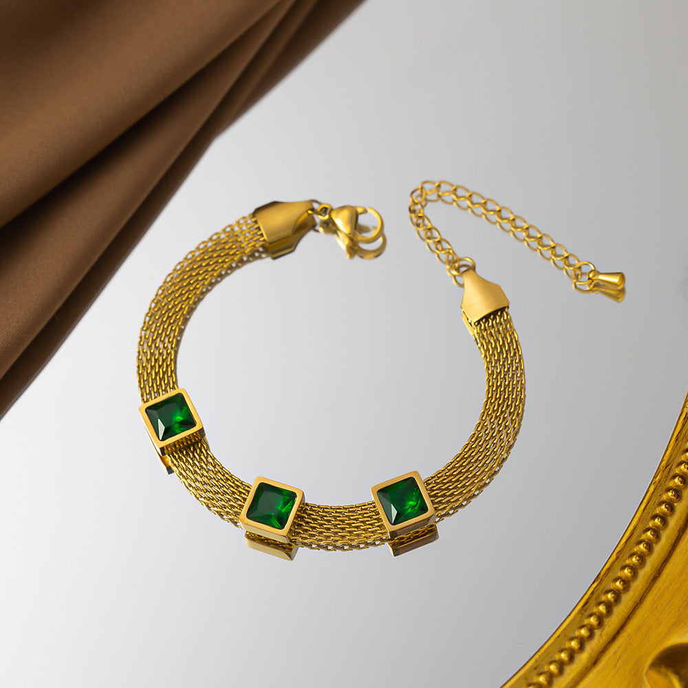 Pulsera de acero de titanio para mujer, pulsera sencilla, joyería 
