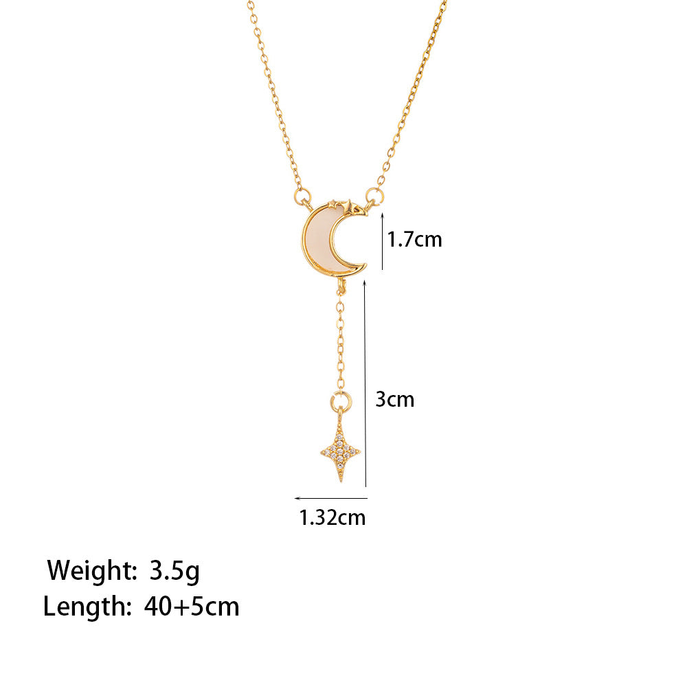 Wholesale Jewelry Sweet Simple Style Star Heart Shape Bow Knot Titanium Steel Zircon Plating Inlay Pendant Necklace