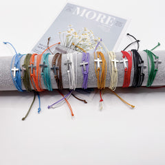 Pulsera tejida en cera, resistente al agua, con cuerda de la amistad, pulsera cruzada para surfear en la playa.