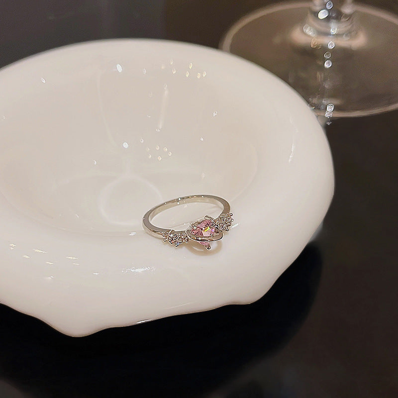 Anillo microengastado, anillo ajustable para dedo índice con apertura de circonitas para mujer