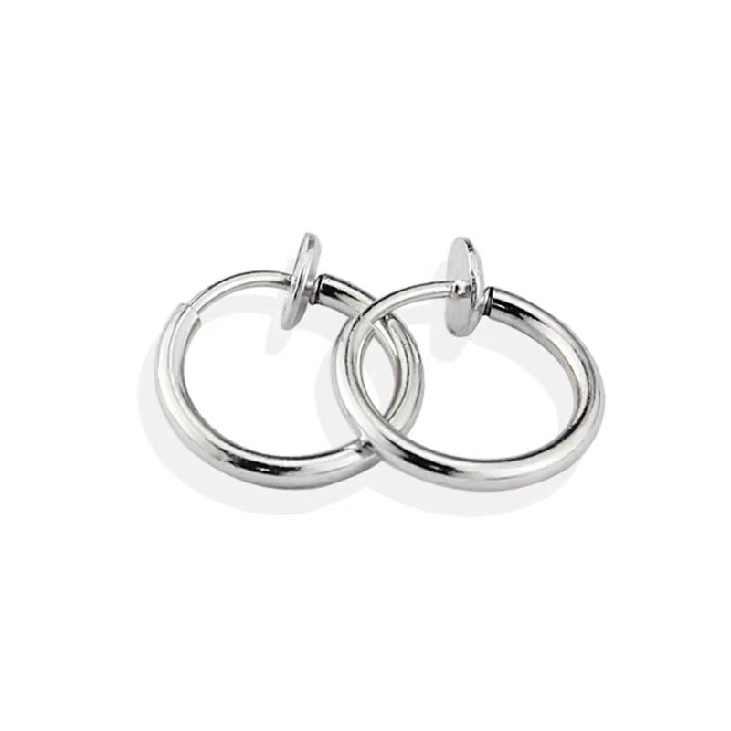 Clips para orejas de acero inoxidable sin agujero estilo punk para hombre, clips para orejas de resorte de acero de titanio