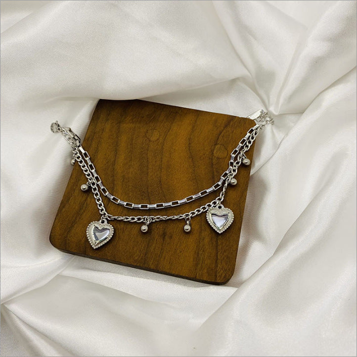 Pulsera de acero de titanio para mujer, pulsera sencilla, joyería 
