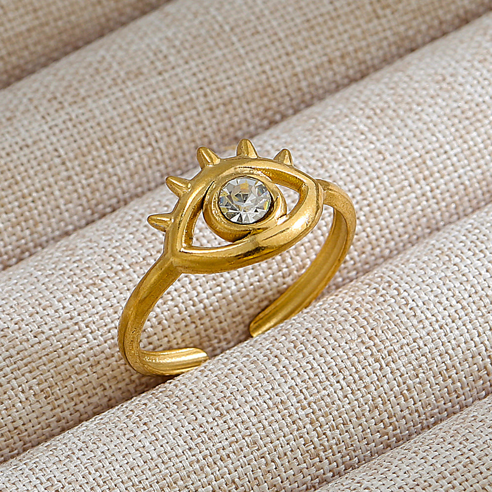 Anillo abierto de acero inoxidable 304 con letras geométricas, estilo hip hop, punk y streetwear. 