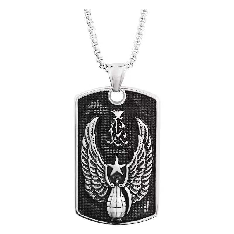 Collar de acero de titanio con colgante de hip hop para hombre 