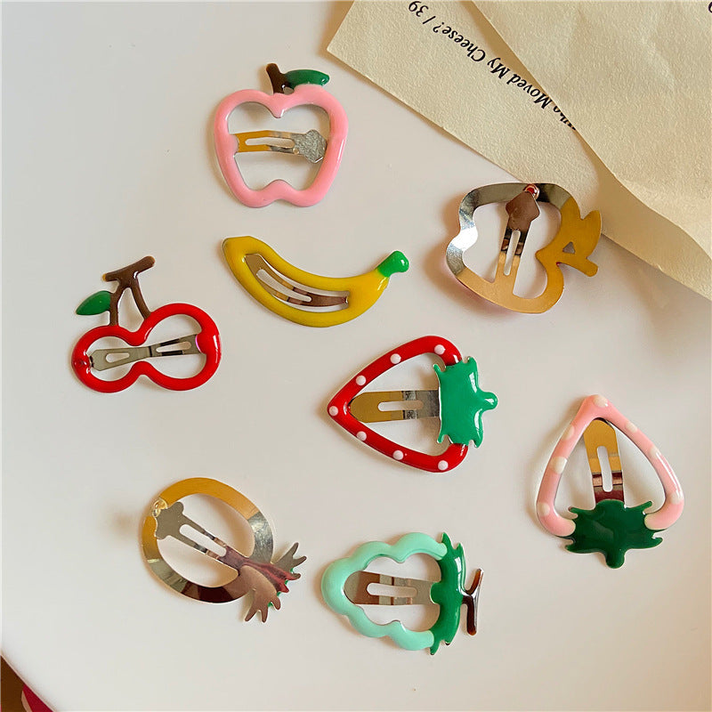 Horquilla para el pelo con forma de flequillo, diseño de fruta, manzana, cereza y fresa, para niña, 2 unidades 