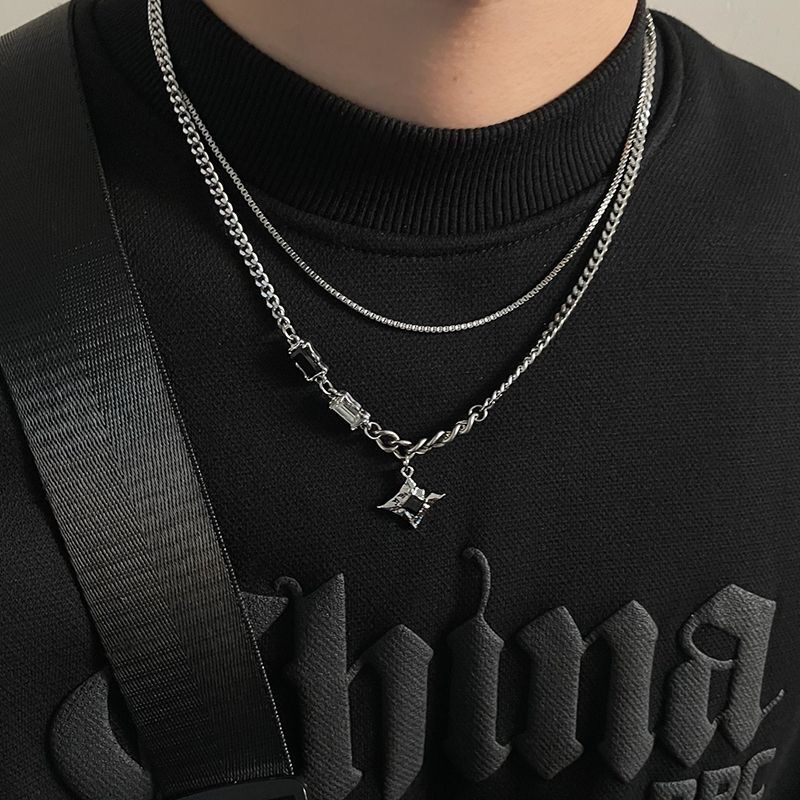 Collar doble para hombre, cadena de suéter para pareja, niño y mujer. 