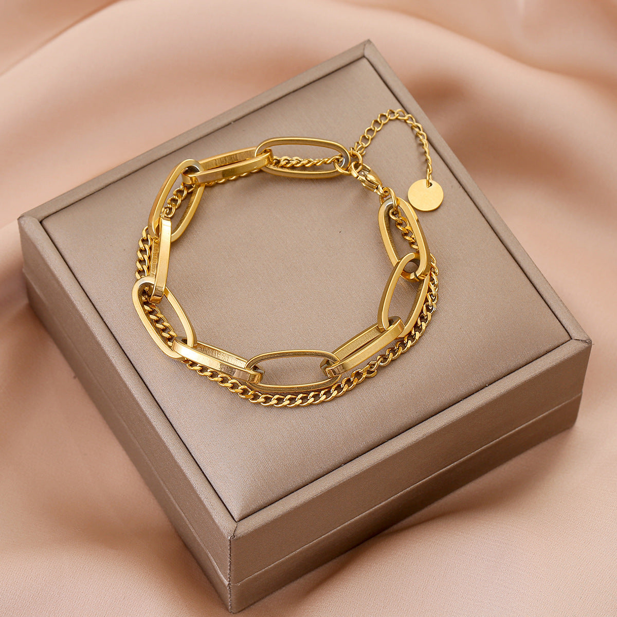 Pulsera de acero de titanio para mujer, pulsera sencilla, joyería 