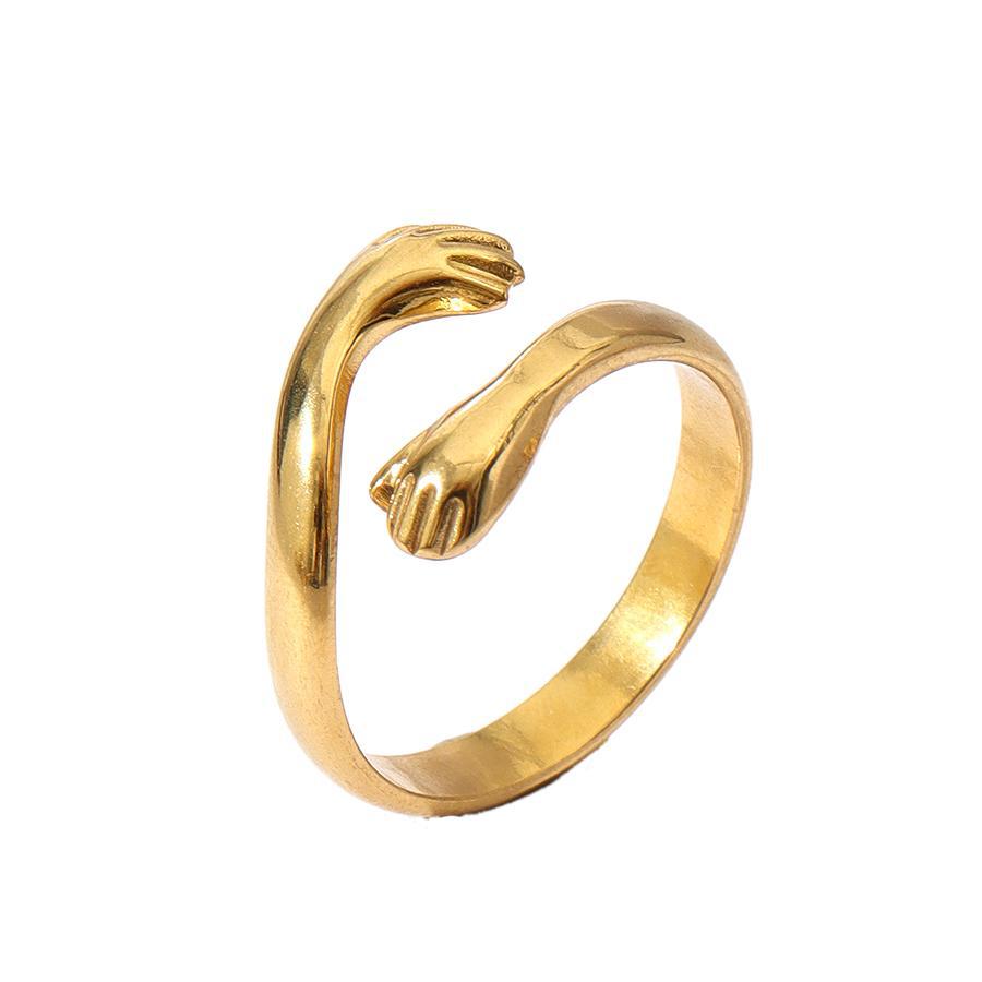 Anillos abiertos chapados en acero inoxidable 304 con diseño floral retro al por mayor 