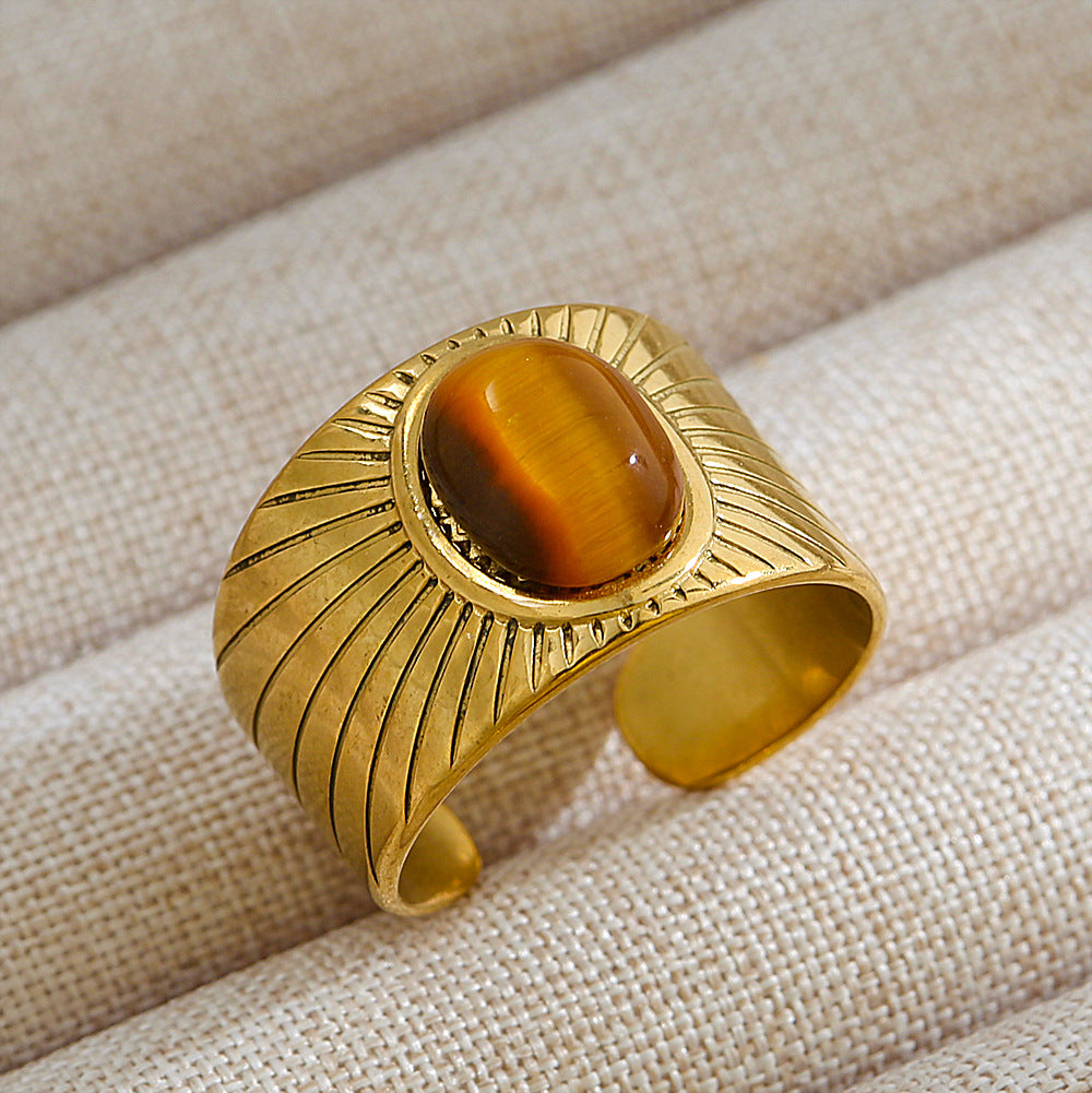 Anillo abierto de acero inoxidable 304 con letras geométricas, estilo hip hop, punk y streetwear. 