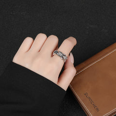 Anillo de calavera de plata tailandesa con forma de hueso, estilo punk, hip hop, joyería de plata. 