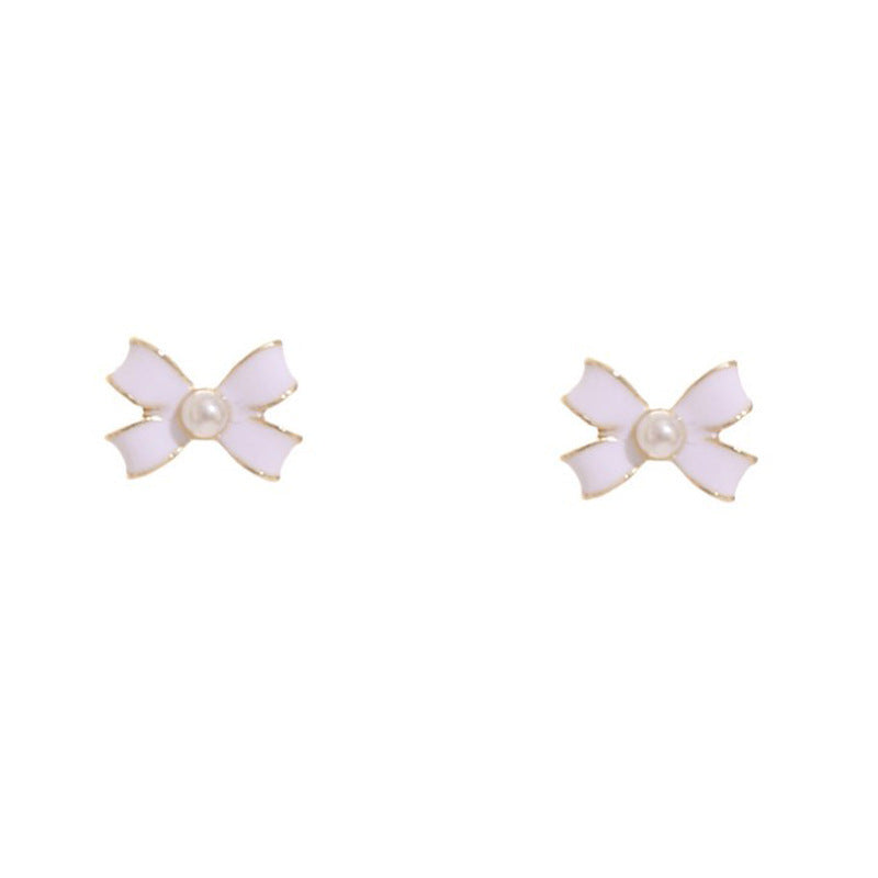 1 Pair Sweet IG Style Geometric Heart Shape Butterfly Inlay Alloy Rhinestones Pearl Drop Earrings Ear Studs