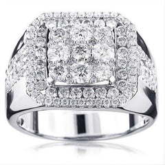 Anillo de diamantes cuadrados de plata simple para hombre