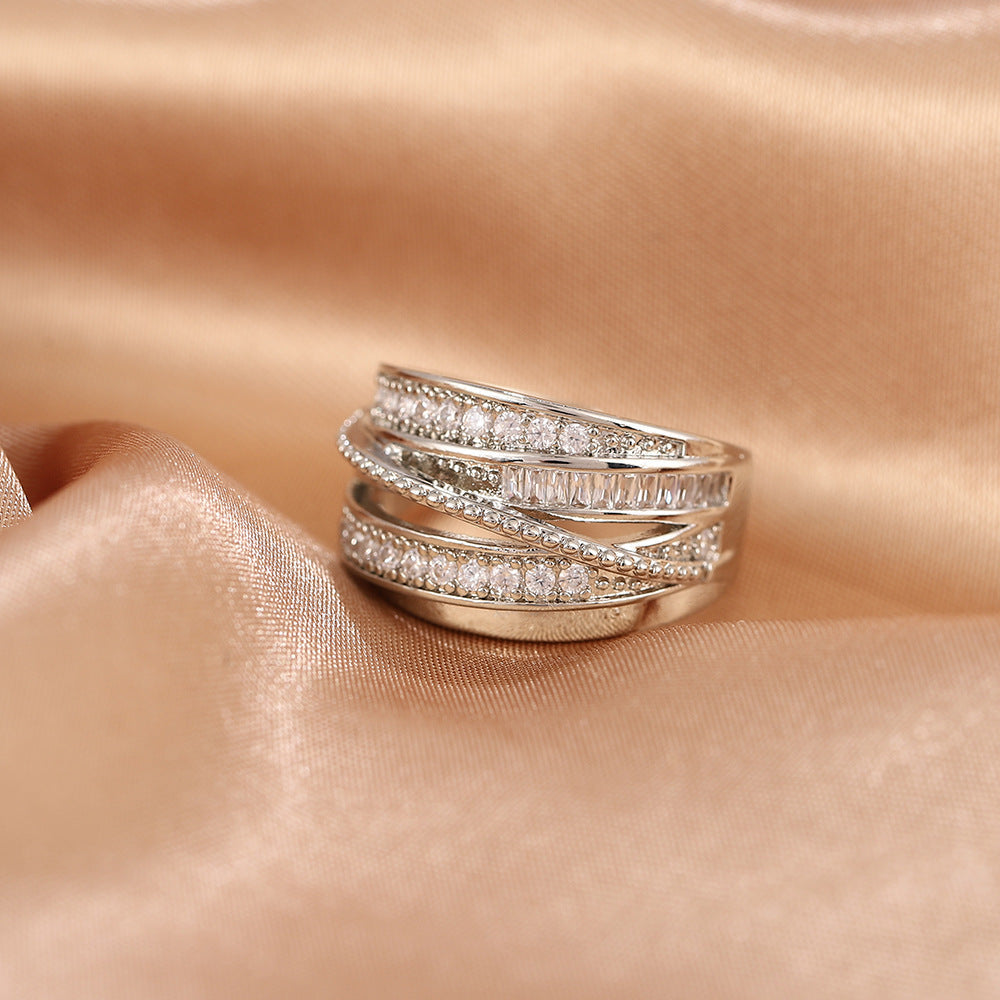 Anillo cruzado ajustable con apertura de nicho y resistente a la decoloración