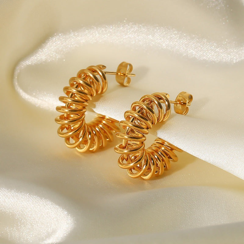 Pendientes de acero de titanio, joyería de oro de 18 quilates, acero inoxidable, círculo geométrico