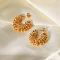 Pendientes de acero de titanio, joyería de oro de 18 quilates, acero inoxidable, círculo geométrico