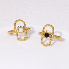 Anillos abiertos con incrustaciones huecas de acero inoxidable 304, estilo simple e informal, venta al por mayor