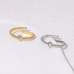 Anillos abiertos con incrustaciones huecas de acero inoxidable 304, estilo simple e informal, venta al por mayor