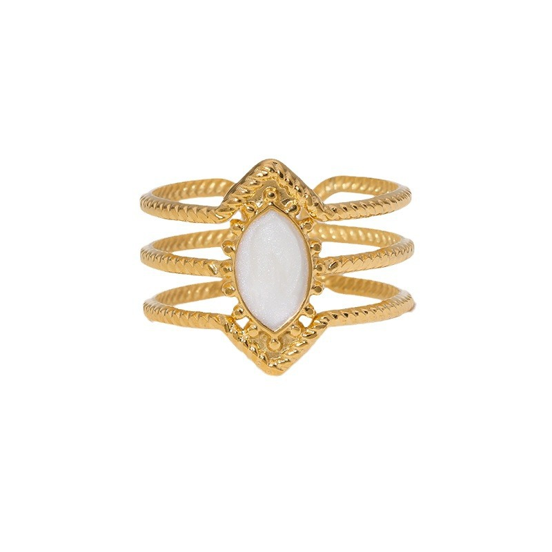 Anillos abiertos con incrustaciones huecas de acero inoxidable 304, estilo simple e informal, venta al por mayor